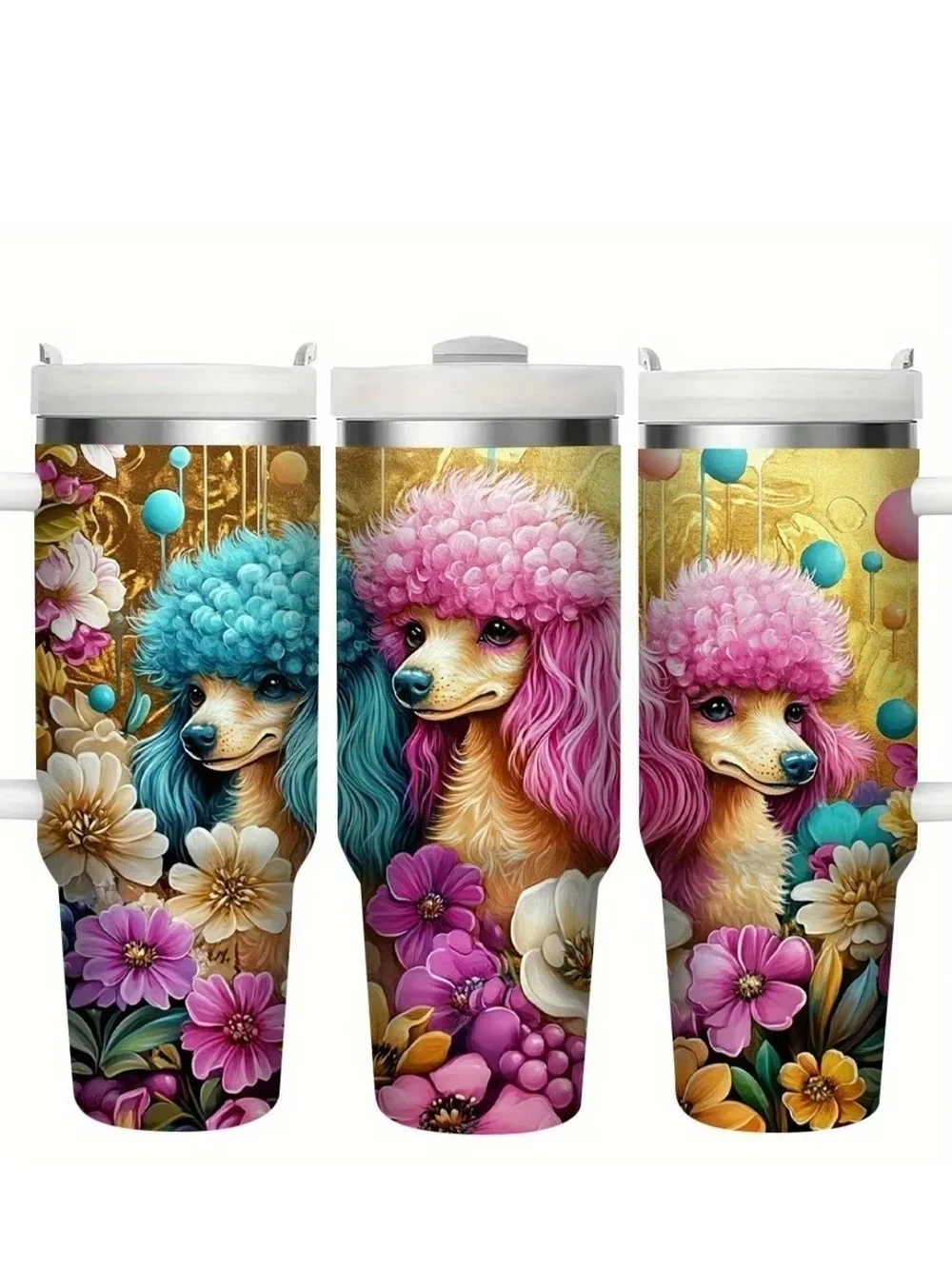 Beautiful & Colorful (Poodle Party) Stainless Steel Insulated Tumbler 40oz.